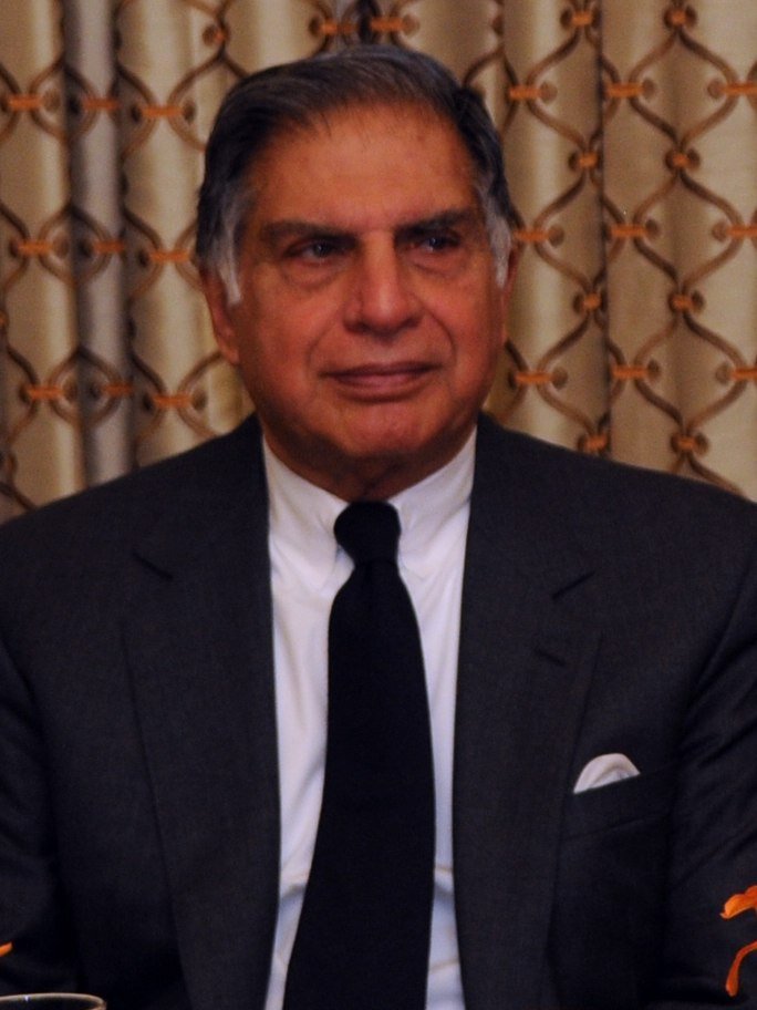 Ratan Tata, chairman of Tata Sons, in a dark suit and tie.