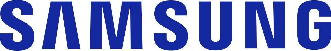 The Samsung wordmark in blue capital letters.