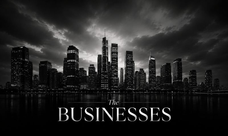 The Businesses — a city skyline at night reflected in still water