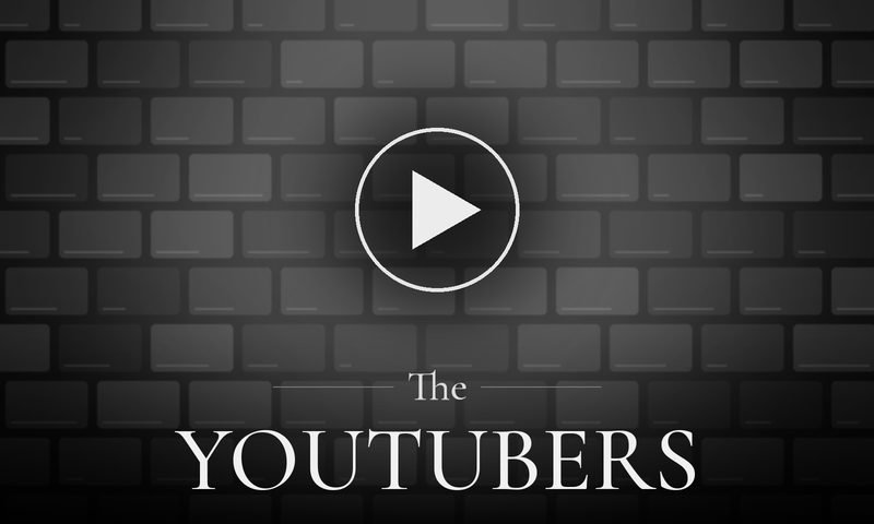 The YouTubers — a play symbol over a wall of video tiles