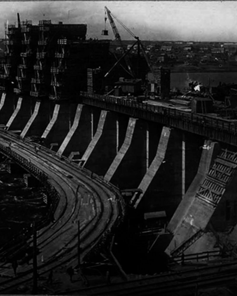 The spillway of a hydroelectric dam.
